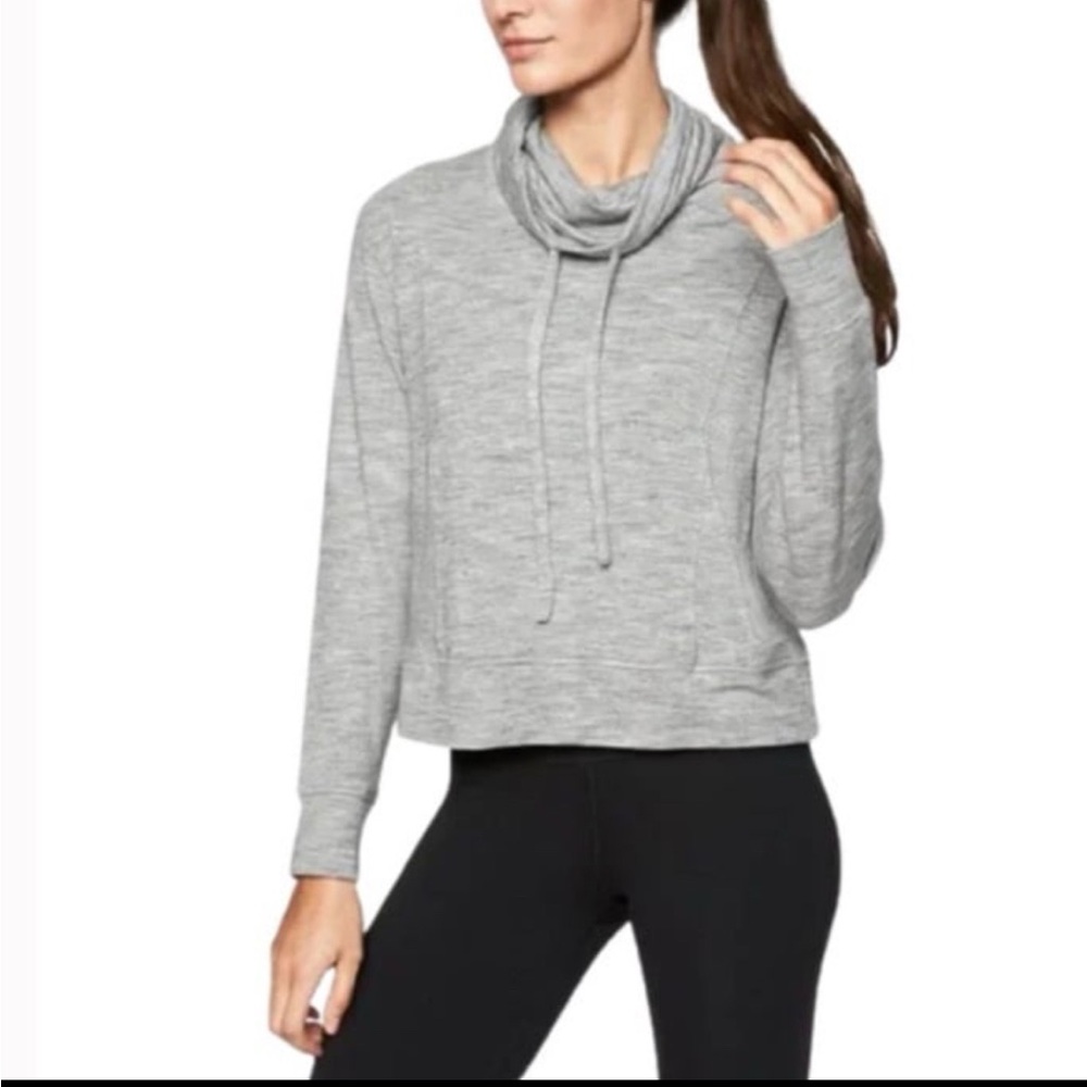 Athleta Women's Large Heather Gray‎ Coaster Cowl Neck Pullover Athleisure Top